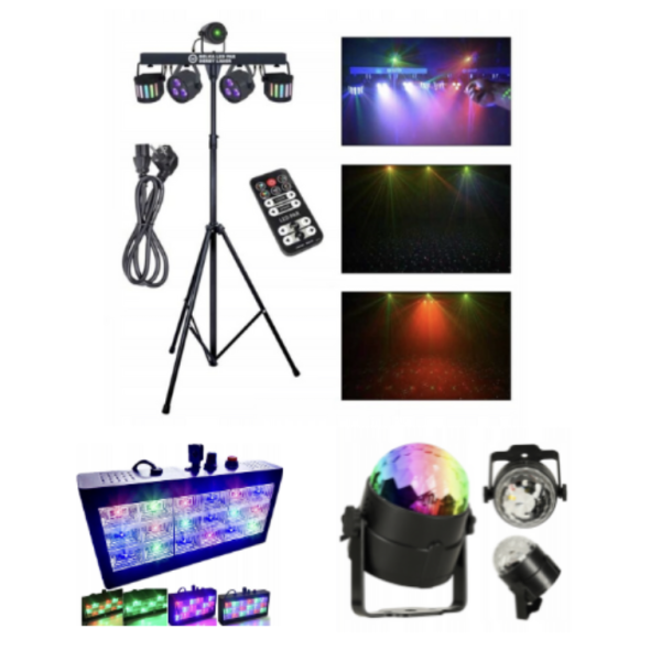 MEGA zestaw imprezowy Głośniki, oświetlenie, mikrofon, JBL